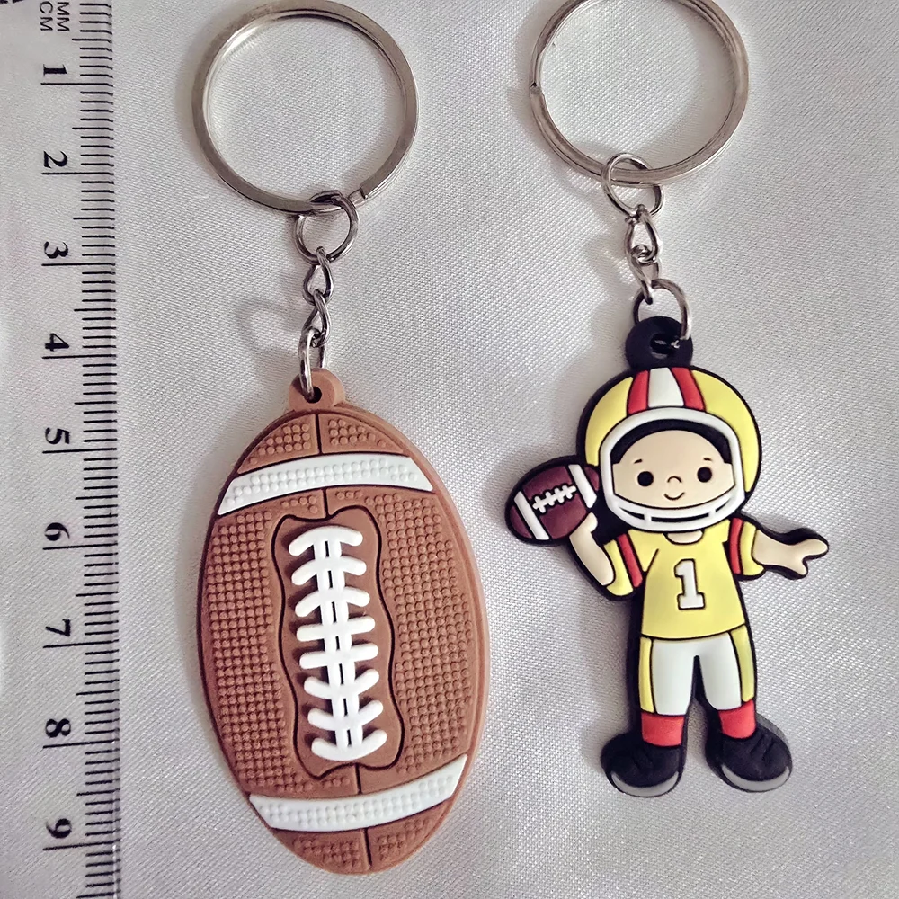 Football & Quarterback Keychain Set‎ - Brown, Yellow, Red, Black, White